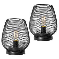 0.5W Metal Cage Light Set of 2 Cordless LED Table Lamp 3 Battery Powered with Soft Warm Light for Indoor Table Decor and Outdoor Weddings Parties Patio Events