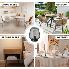0.5W Metal Cage Light Set of 2 Cordless LED Table Lamp 3 Battery Powered with Soft Warm Light for Indoor Table Decor and Outdoor Weddings Parties Patio Events