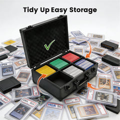 Card Storage Box for 35pt Card Trading Card Protective Aluminium Alloy Hard Case with Lock and Dividers for Toploaders Sports Gaming Hobby Cards Collection