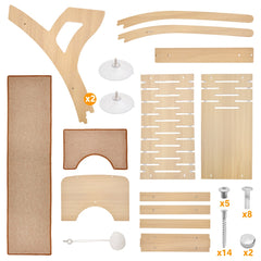 122cm Window Cat Climber with Large Perch Curved Sisal Scratching Ramp Suction Cup Mount Removable Mats Hanging Toy 20kg Capacity