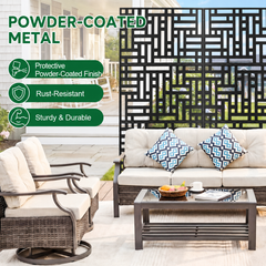 Metal Privacy Screen Freestanding Rust-Proof Iron Room Divider with Stand for Indoor Outdoor Patio Balcony Decorative 3-Panel Privacy Fence 90x180 Black