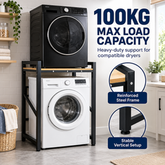 Washer Dryer Stacking Rack Heavy Duty 3-Level Height Adjustable Over Washer Storage Shelf with Countertop for Laundry Bathroom Organization Space Saver