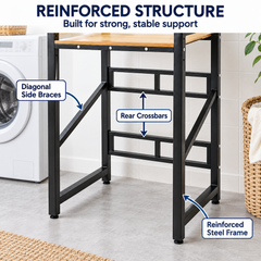 Washer Dryer Stacking Rack Heavy Duty 3-Level Height Adjustable Over Washer Storage Shelf with Countertop for Laundry Bathroom Organization Space Saver