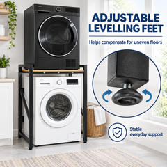 Washer Dryer Stacking Rack Heavy Duty 3-Level Height Adjustable Over Washer Storage Shelf with Countertop for Laundry Bathroom Organization Space Saver
