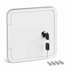Square Cable Hatch with Key Lock 32mm Cable Opening and Mounting Screws for Boat Marine Caravan RV Outdoor Applications White SFCH1-151-166-01