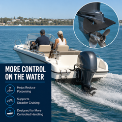 Hydrofoil Stabilizer Fin for 15-300HP Outboard Motors, ABS Boat Performance Foil with Mounting Hardware, Black