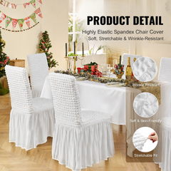 Stretch Spandex Folding Chair Covers, Universal Fitted Chair Cover with Skirt, Removable Washable Protective Slipcovers, for Wedding, Holiday, Banquet, Party, Celebration, Dining (4 PCS White)