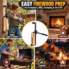 Wall Mounted Log Splitter for Firewood Heavy Duty Steel Manual Kindling Cutter Split up to 35cm with Ergonomic Handle for Indoor Fireplace Outdoor Use