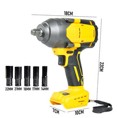 Cordless Impact Wrench Brushless High Torque Hog Ring Compatible Dewalt 18V Battery with 6 Sockets 14mm/17mm/18mm/19mm/21mm/22mm- Skin Only