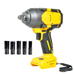 Cordless Impact Wrench Brushless High Torque Hog Ring Compatible Dewalt 18V Battery with 6 Sockets 14mm/17mm/18mm/19mm/21mm/22mm- Skin Only