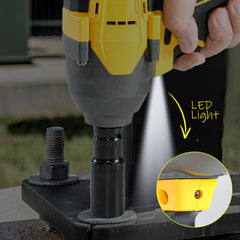 Cordless Impact Wrench Brushless High Torque Hog Ring Compatible Dewalt 18V Battery with 6 Sockets 14mm/17mm/18mm/19mm/21mm/22mm- Skin Only