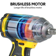 Cordless Impact Wrench Brushless High Torque Hog Ring Compatible Dewalt 18V Battery with 6 Sockets 14mm/17mm/18mm/19mm/21mm/22mm- Skin Only