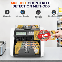 Money Counter Multifunctional Cash Counting Machine 1000 Bill/Min Dual Display With UV/MG/IR/MT/DD Counterfeit Bill Detector Multicurrency Support
