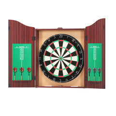 18 inch Dartboard Dart Board with Steel Darts Wooden Cabinet Party Game