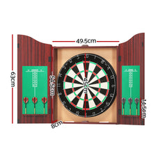 18 inch Dartboard Dart Board with Steel Darts Wooden Cabinet Party Game