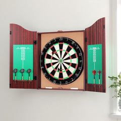 18 inch Dartboard Dart Board with Steel Darts Wooden Cabinet Party Game