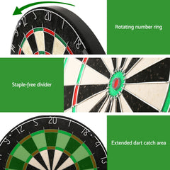 18" Dartboard Dart Board with Steel Darts Wooden Cabinet Party Game