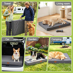 i.Pet Dog Bed Large Water-resistant Egg Crate Foam Orthopedic Pet Mat Grey