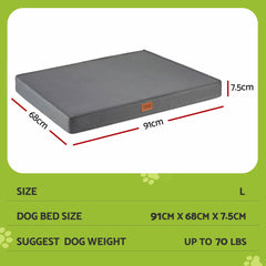 i.Pet Dog Bed Large Water-resistant Egg Crate Foam Orthopedic Pet Mat Grey