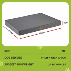 i.Pet Dog Bed XL Water-resistant Egg Crate Foam Orthopedic Pet Mat Grey