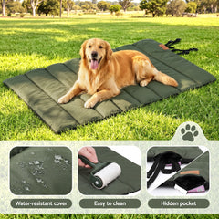 i.Pet Outdoor Dog Bed Large Water-resistant Washable Foldable Travel Dog Mat Green