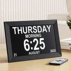Artiss 10" Digital Day Clock Alarm Calendar Dementia Date Week Desk Clocks Black