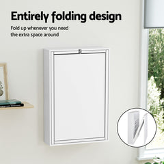 Artiss Computer Desk Office Chair Set PU Leather Wall Mount Foldable Table White