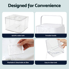 Devanti 1400ML Portable Dehumidifier Quiet Sleep Mode Timer Auto Off Bedroom White