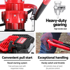 Giantz 65CC Post Hole Digger Motor Only Petrol Engine Red