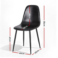 Artiss 4x Dining Chairs Retro PU Leather Kitchen Lounge Cafe Accent Chair Black