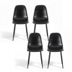 Artiss 4x Dining Chairs Retro PU Leather Kitchen Lounge Cafe Accent Chair Black