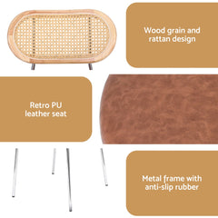 Artiss 4x Dining Chairs PU Leather Rattan Kitchen Lounge Cafe Accent Chair Brown