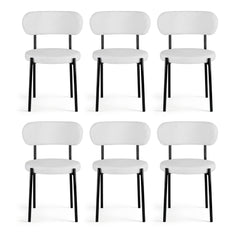 Artiss Dining Chairs Set of 6 Sherpa Boucle White