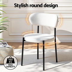 Artiss Dining Chairs Set of 6 Sherpa Boucle White