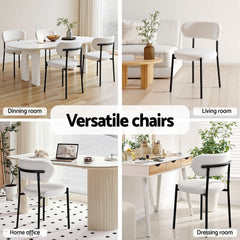 Artiss Dining Chairs Set of 6 Sherpa Boucle White