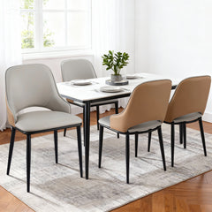 Artiss 4x Dining Chairs Hollow PU Leather Kitchen Lounge Cafe Accent Chair Grey