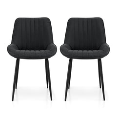Artiss 2x Dining Chairs Retro PU Leather Kitchen Lounge Cafe Accent Chair Black