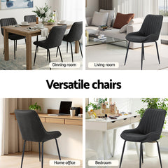 Artiss 2x Dining Chairs Retro PU Leather Kitchen Lounge Cafe Accent Chair Black