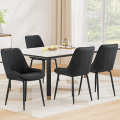 Artiss 4x Dining Chairs Retro PU Leather Kitchen Lounge Cafe Accent Chair Black