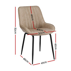 Artiss 2x Dining Chairs Retro PU Leather Kitchen Lounge Cafe Accent Chair Khaki