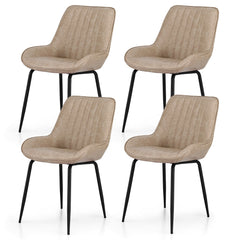 Artiss 4x Dining Chairs Retro PU Leather Kitchen Lounge Cafe Accent Chair Khaki