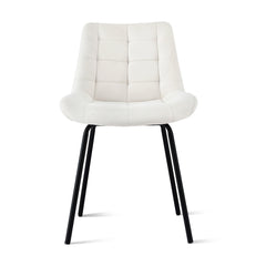 Artiss 2x Dining Chairs Velvet Tufted Kitchen Lounge Cafe Accent Chair Beige