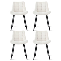 Artiss 4x Dining Chairs Velvet Tufted Kitchen Lounge Cafe Accent Chair Beige