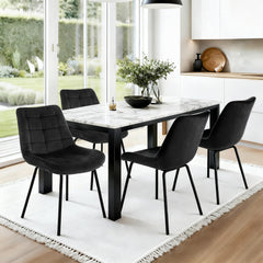 Artiss 4x Dining Chairs Velvet Tufted Kitchen Lounge Cafe Accent Chair Black