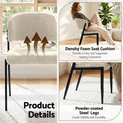 Artiss Dining Chairs Set of 2 Linen Fabric Soft Upholstered Chairs Beige
