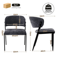 Artiss Dining Chairs Set of 2 Linen Fabric Soft Upholstered Chairs Charcoal