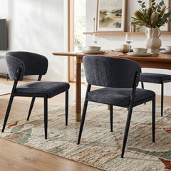 Artiss Dining Chairs Set of 2 Linen Fabric Soft Upholstered Chairs Charcoal