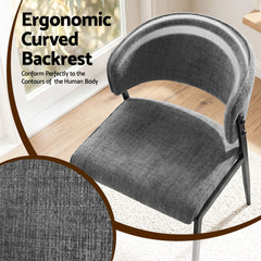 Artiss Dining Chairs Set of 2 Linen Fabric Soft Upholstered Chairs Grey