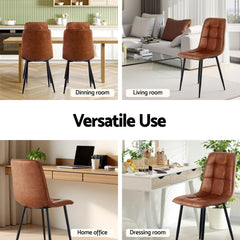 Artiss 4x Dining Chairs Retro PU Leather Kitchen Lounge Cafe Accent Chair Brown