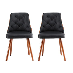 1 Set of 4 Artiss Dining Chairs Black PU